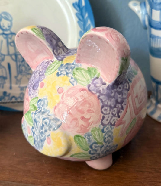 Classic Ceramic Piggy Bank - Wildflowers