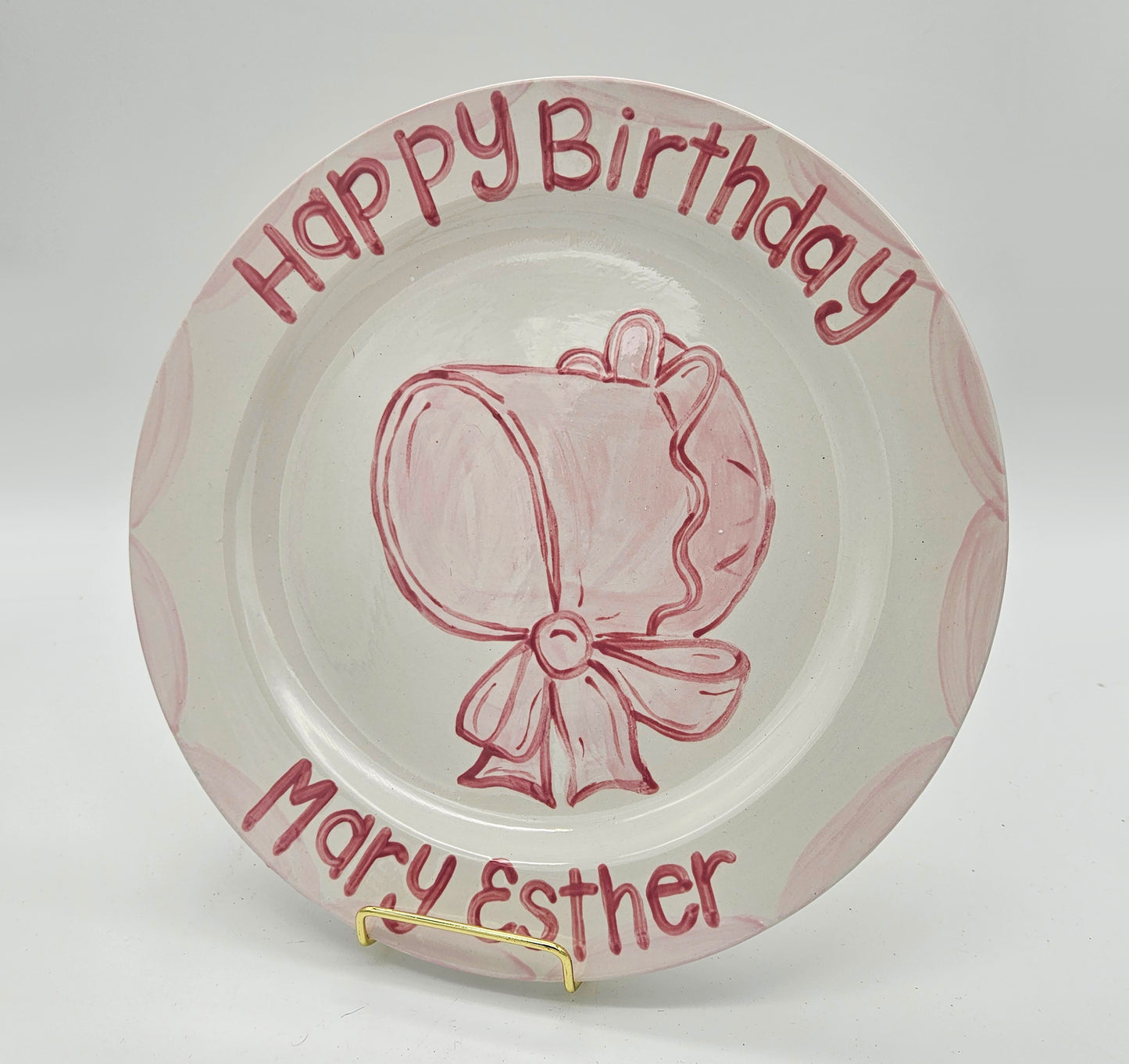 Birthday Plate - Bonnets and Bows Design