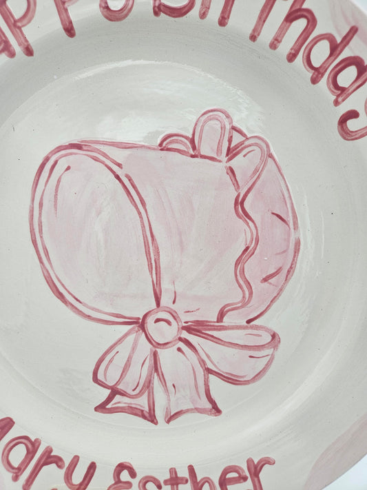 Birthday Plate - Bonnets and Bows Design