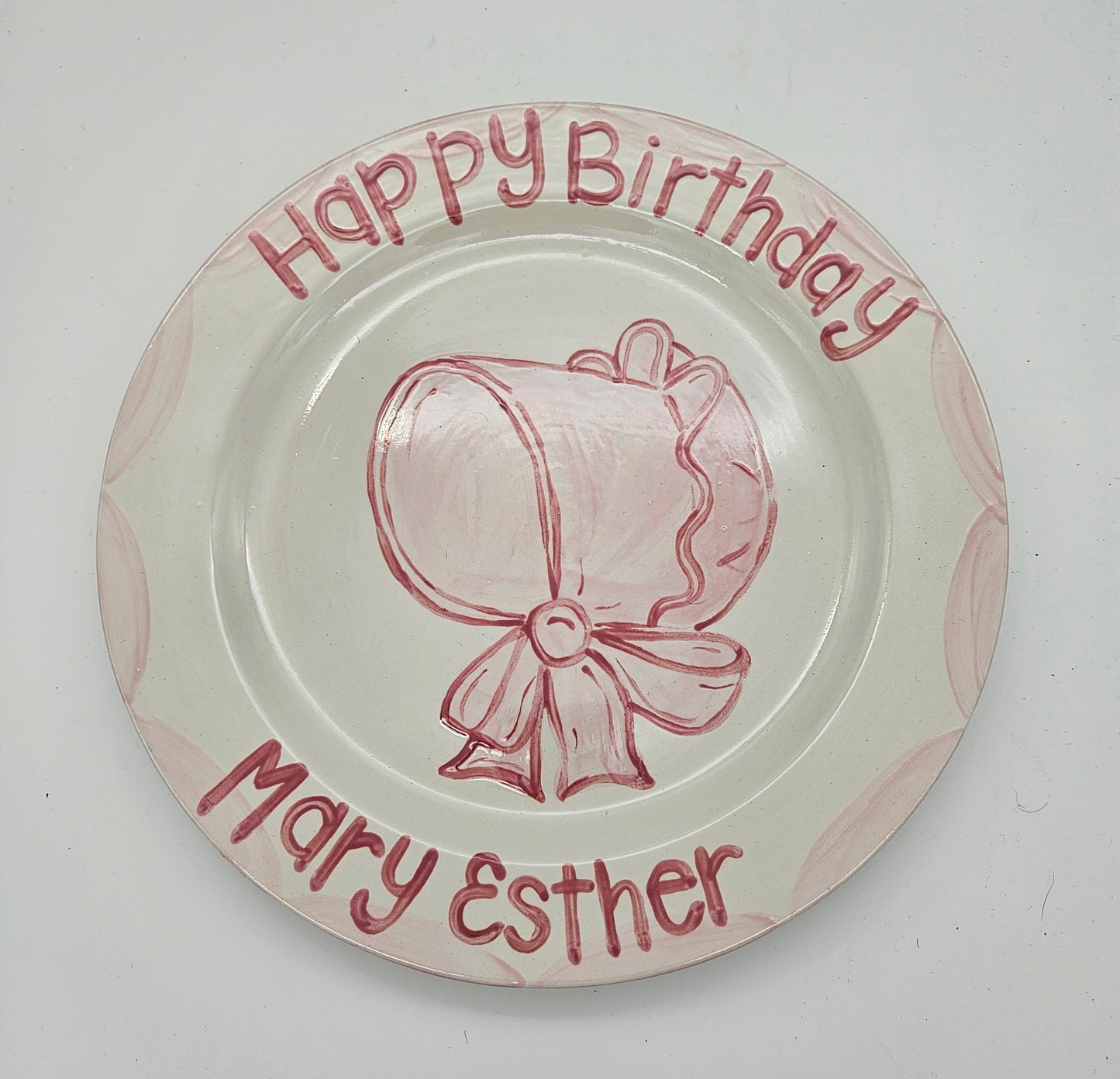 Birthday Plate - Bonnets and Bows Design