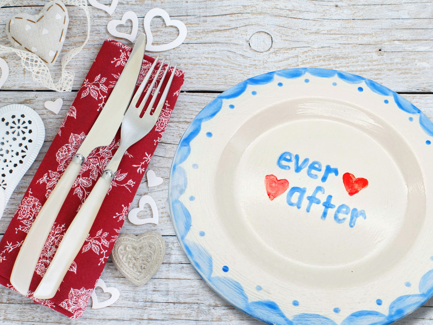 Sweetheart Plate - Ever After, Valentine, Hand Painted Plate, Anniversary Gift, Wedding Gift