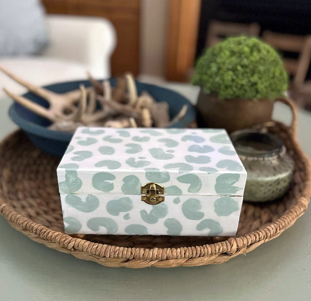 Handpainted Wooden Box With Animal Print Design