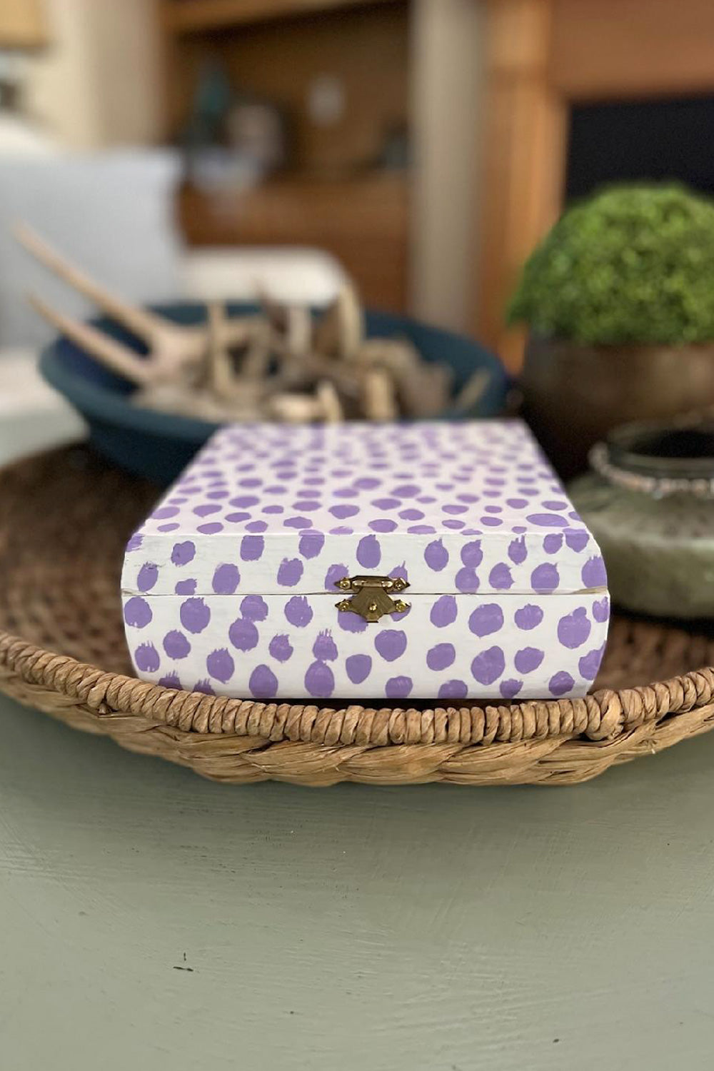Handpainted Wooden Box With Dots