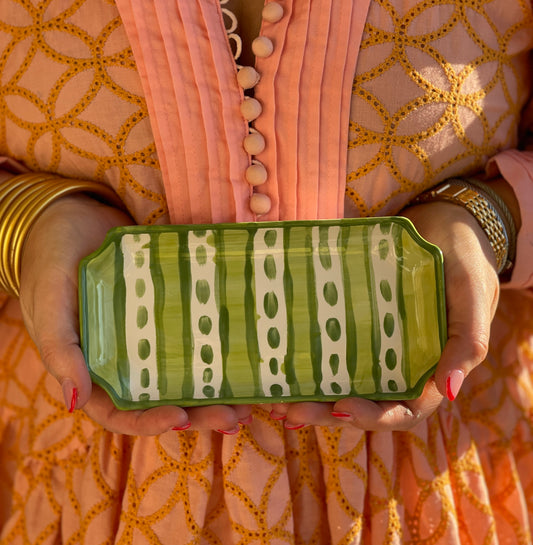 Signature Stripe Hand Painted Catch All Tray