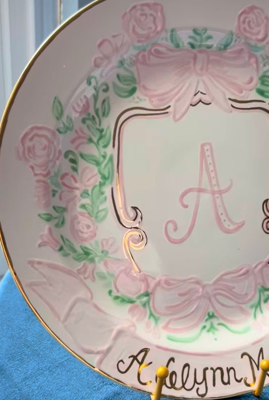 Birthday Plate - Monogram Floral Design