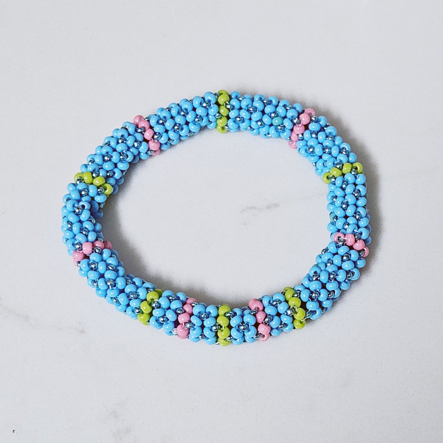 Blueberry Sherbet Crochet Beaded Rope Bracelet
