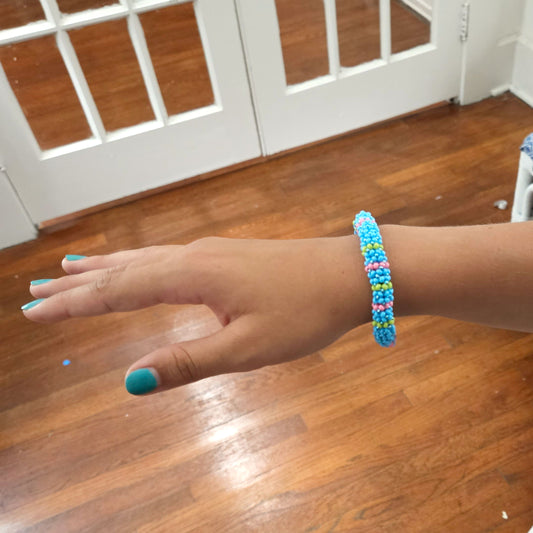 Blueberry Sherbet Crochet Beaded Rope Bracelet