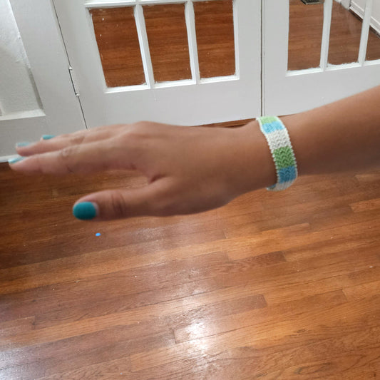 Blue Chevron Beaded Earrings With Matching Bracelet by Georgia Lee