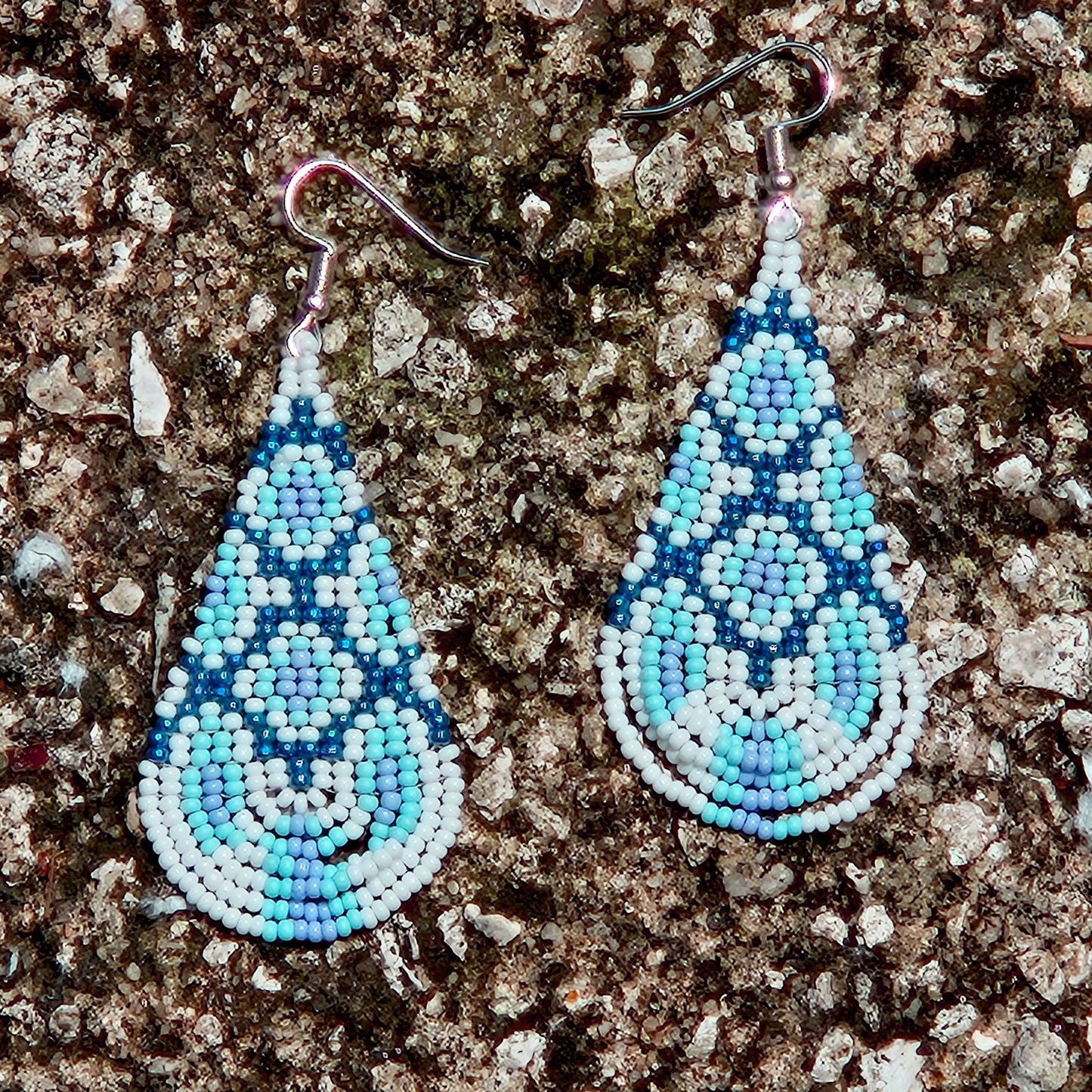 Aqua Blue Drape Fringe Beaded Earrings by Georgia Lee