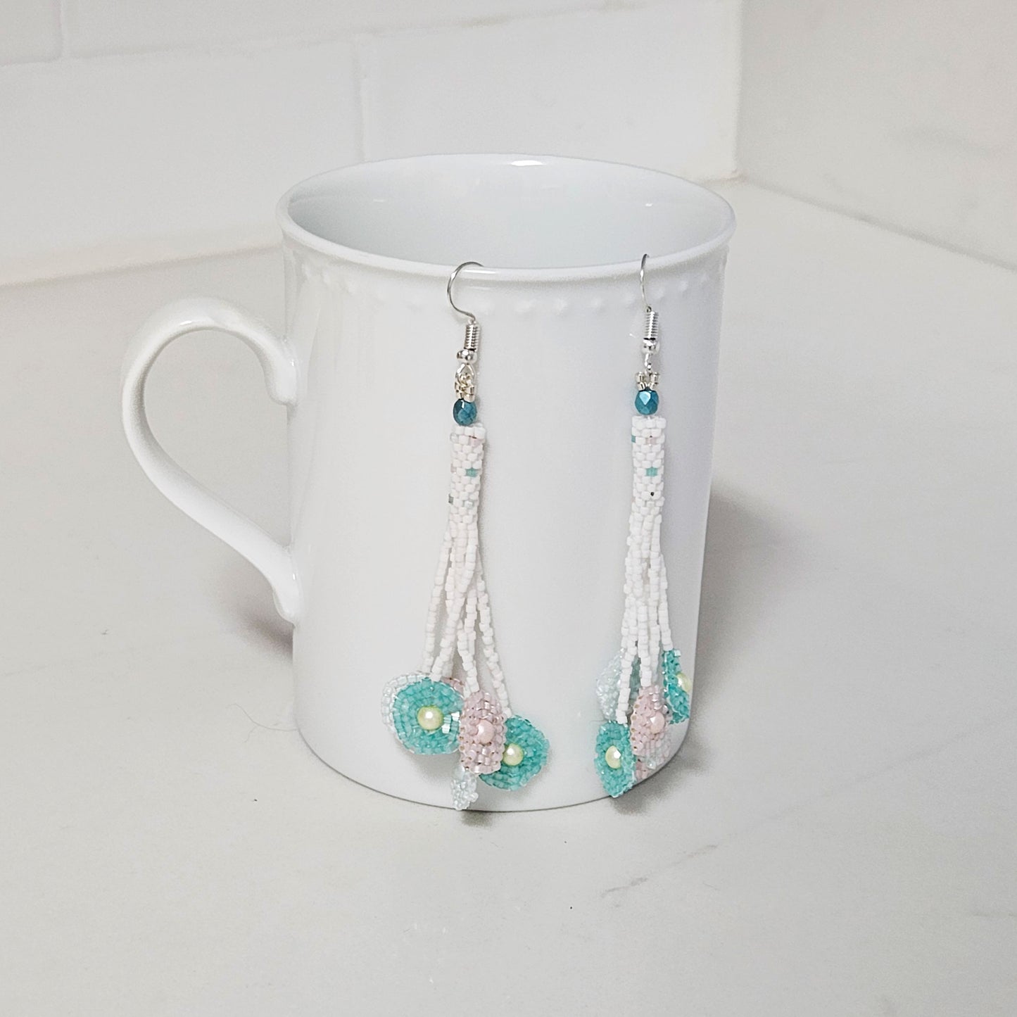Pastel Bouquet Beaded Dangle Earrings by Georgia Lee