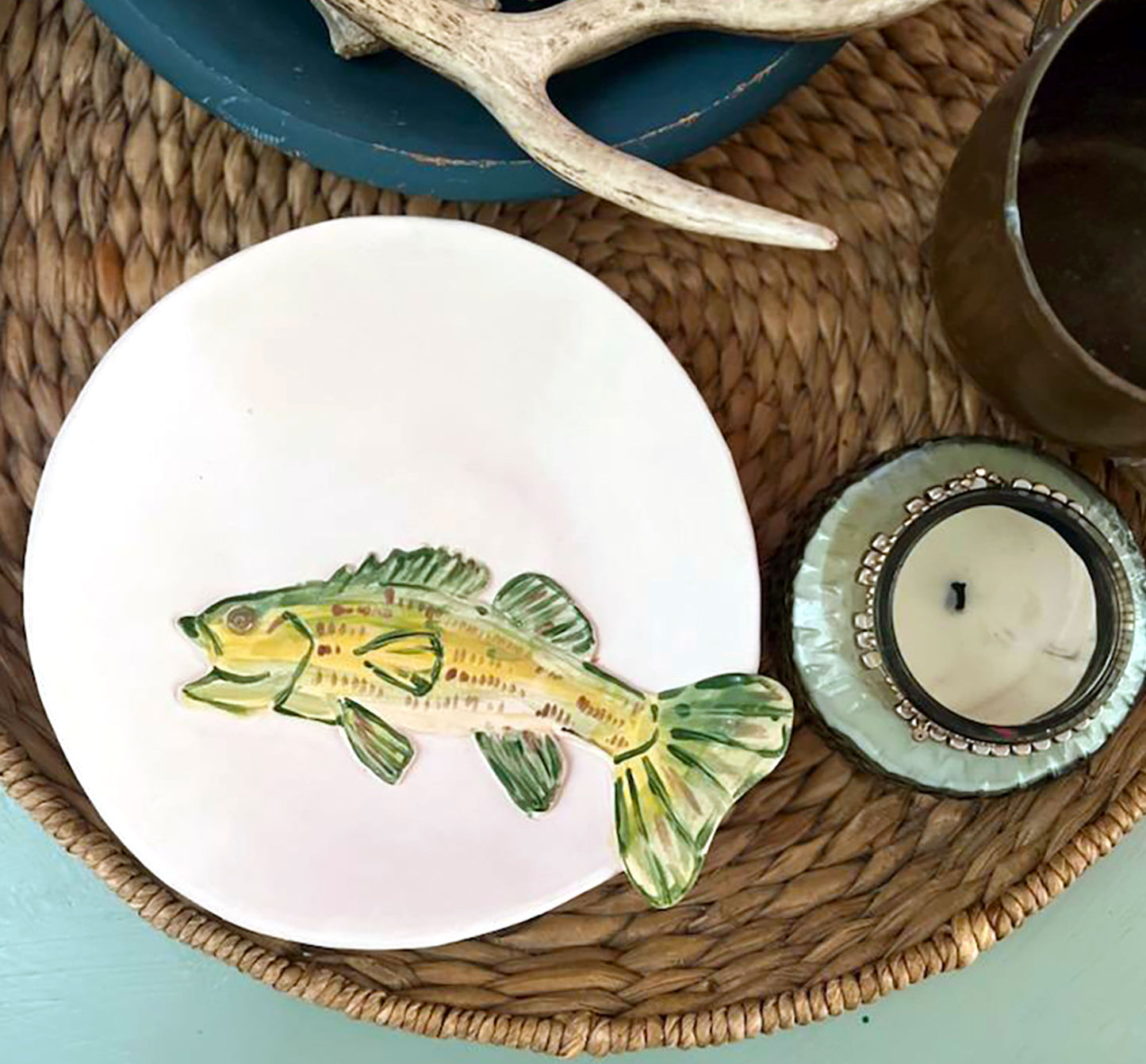 Bass Fish Serving Bowl 10" - Artisan Pottery