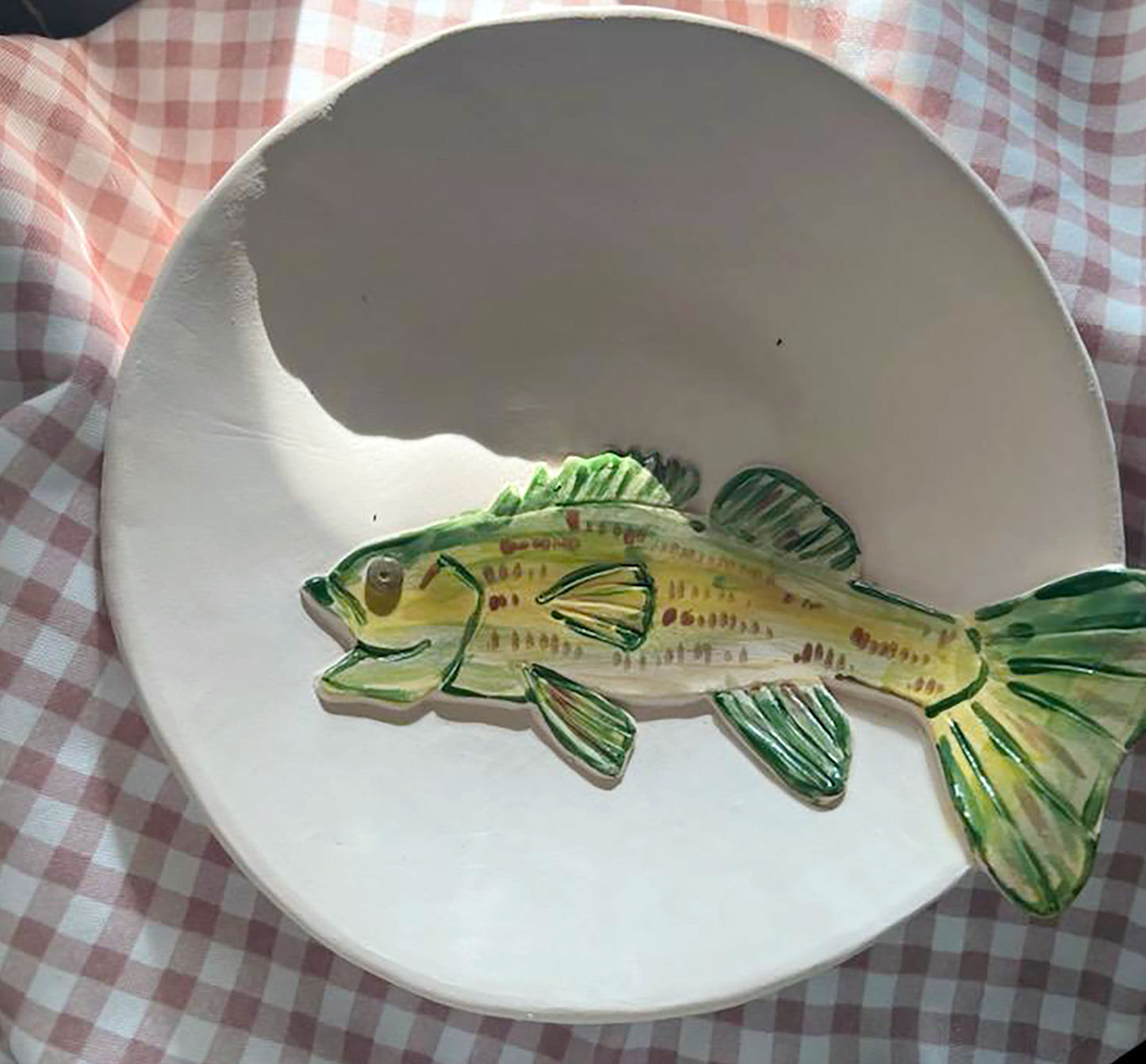 Bass Fish Serving Bowl 10" - Artisan Pottery