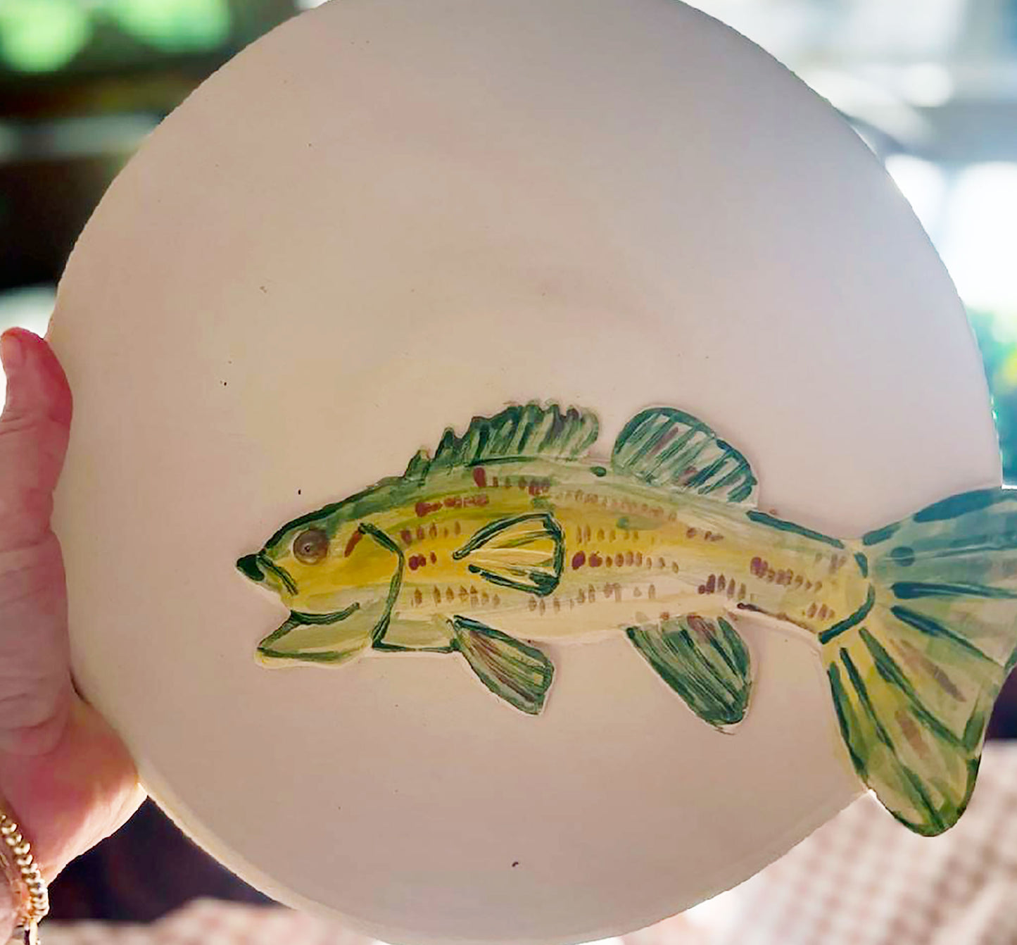 Bass Fish Serving Bowl 10" - Artisan Pottery
