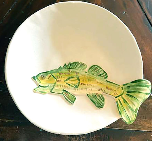 Bass Fish Serving Bowl 10" - Artisan Pottery