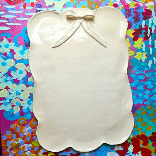 Scalloped Bow Cheese Tray 13" - Artisan Pottery