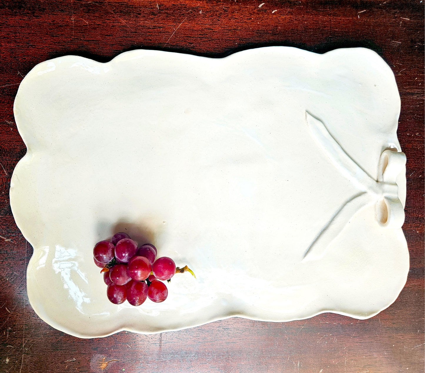 Scalloped Bow Cheese Tray 13" - Artisan Pottery