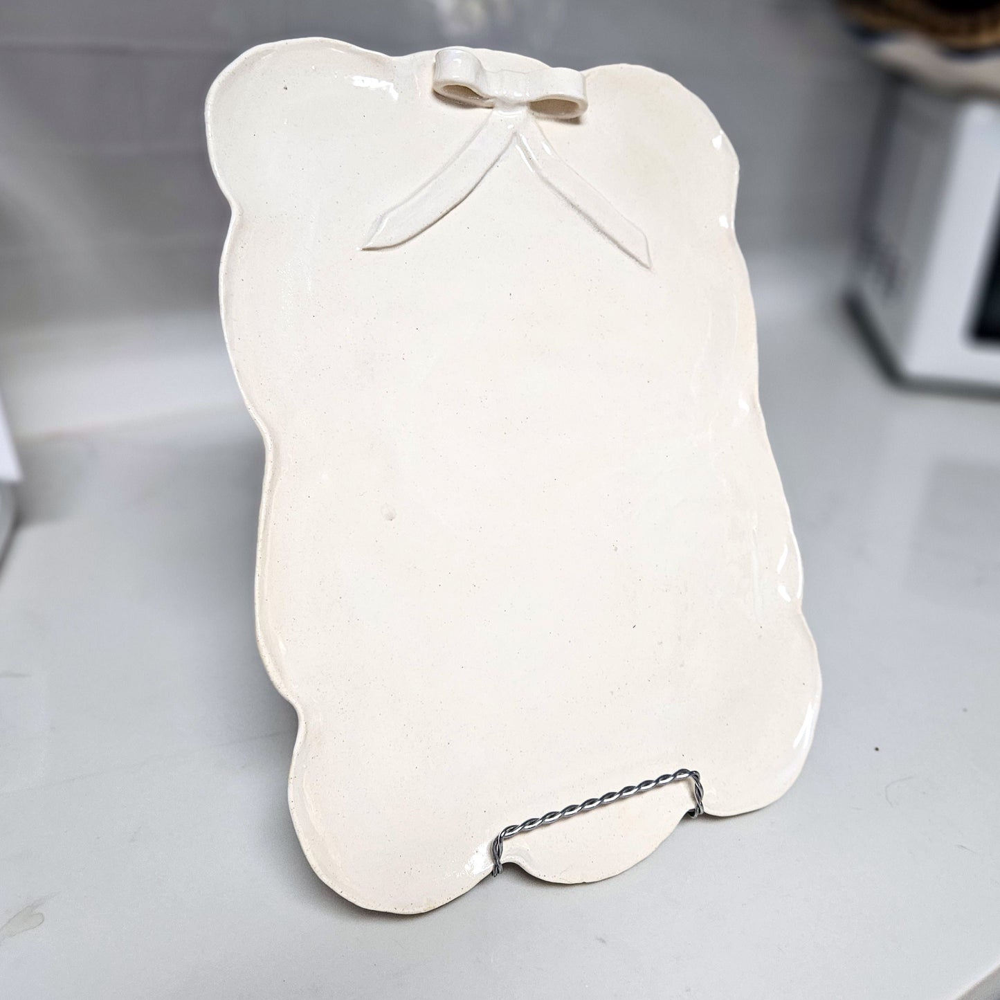 Scalloped Bow Cheese Tray 13" - Artisan Pottery