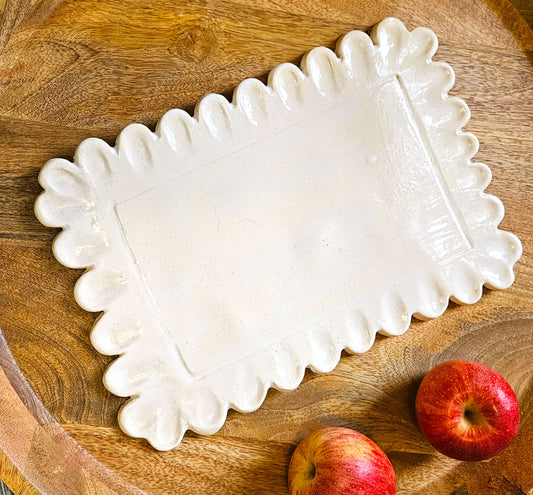 Scalloped Cheese Tray 12" - Artisan Pottery