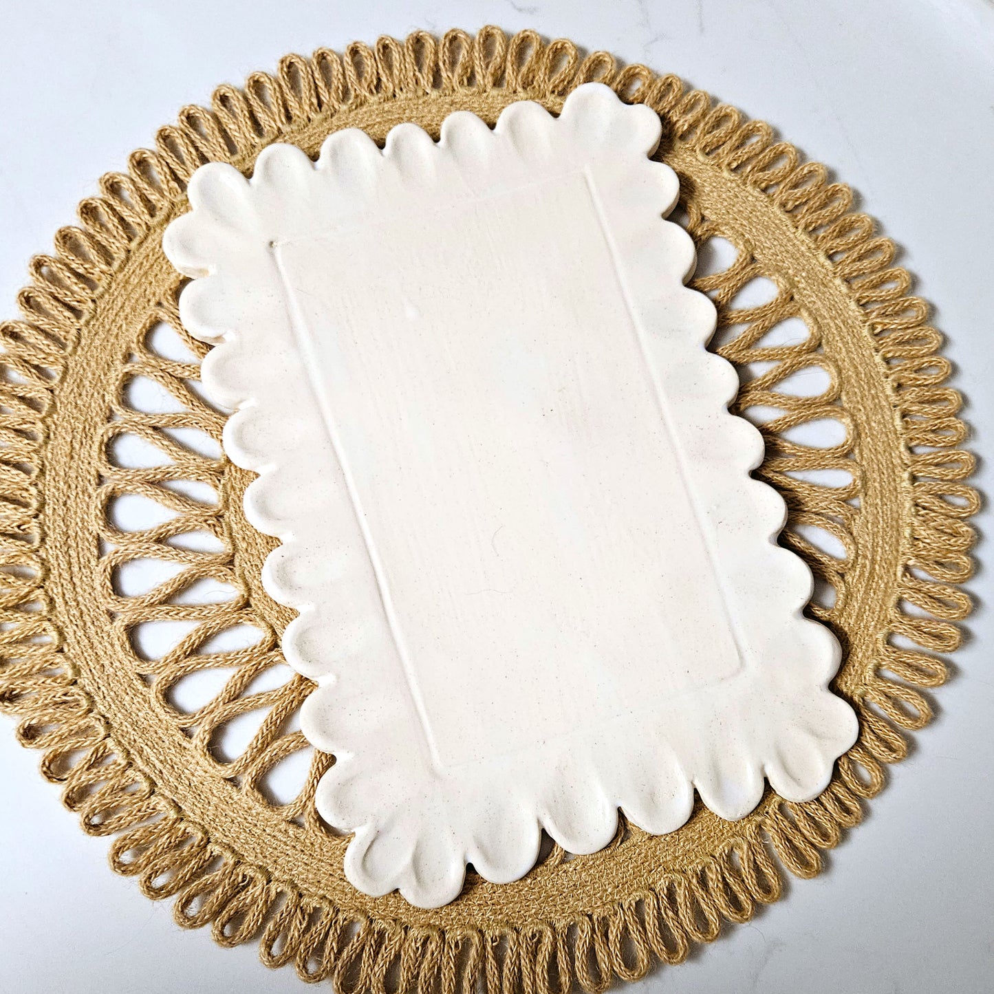 Scalloped Cheese Tray 12" - Artisan Pottery
