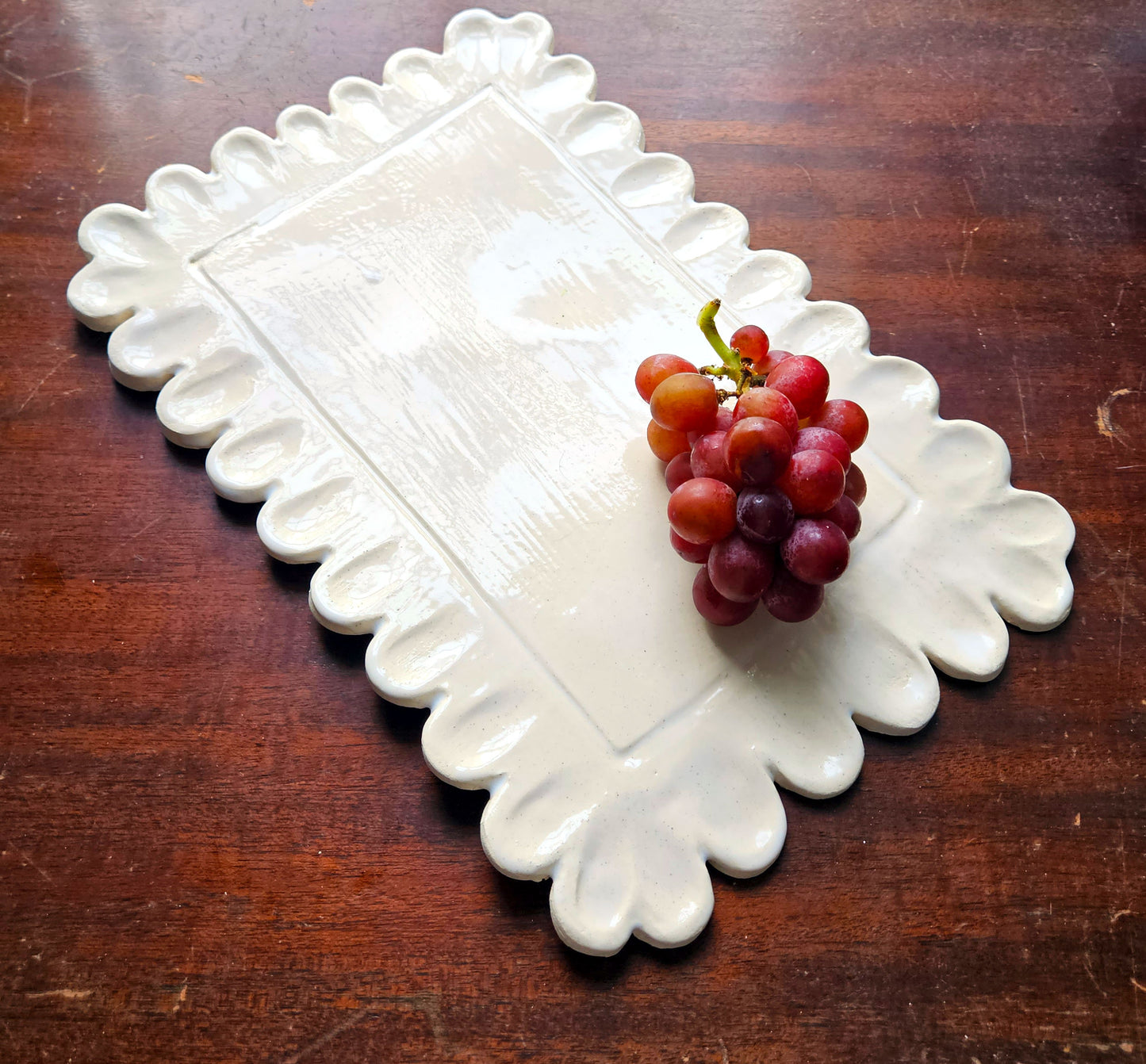 Scalloped Cheese Tray 12" - Artisan Pottery