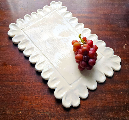 Scalloped Cheese Tray 12" - Artisan Pottery