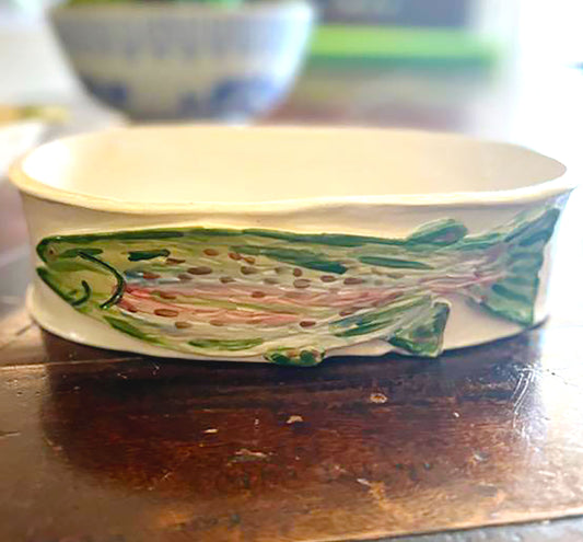Rainbow Trout Casserole Dish - Artisan Pottery