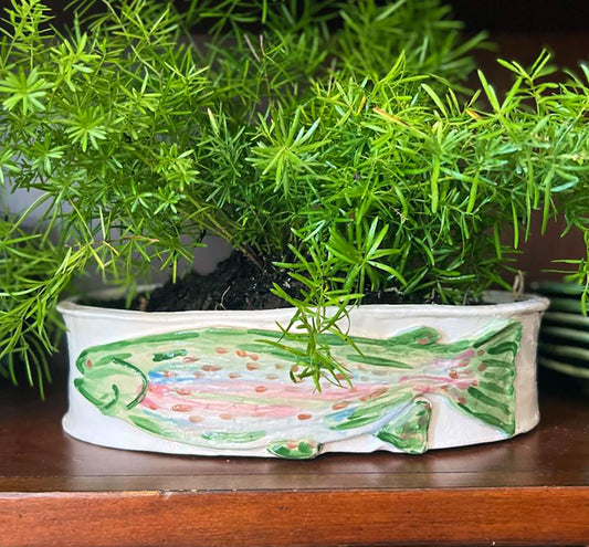 Rainbow Trout Casserole Dish - Artisan Pottery