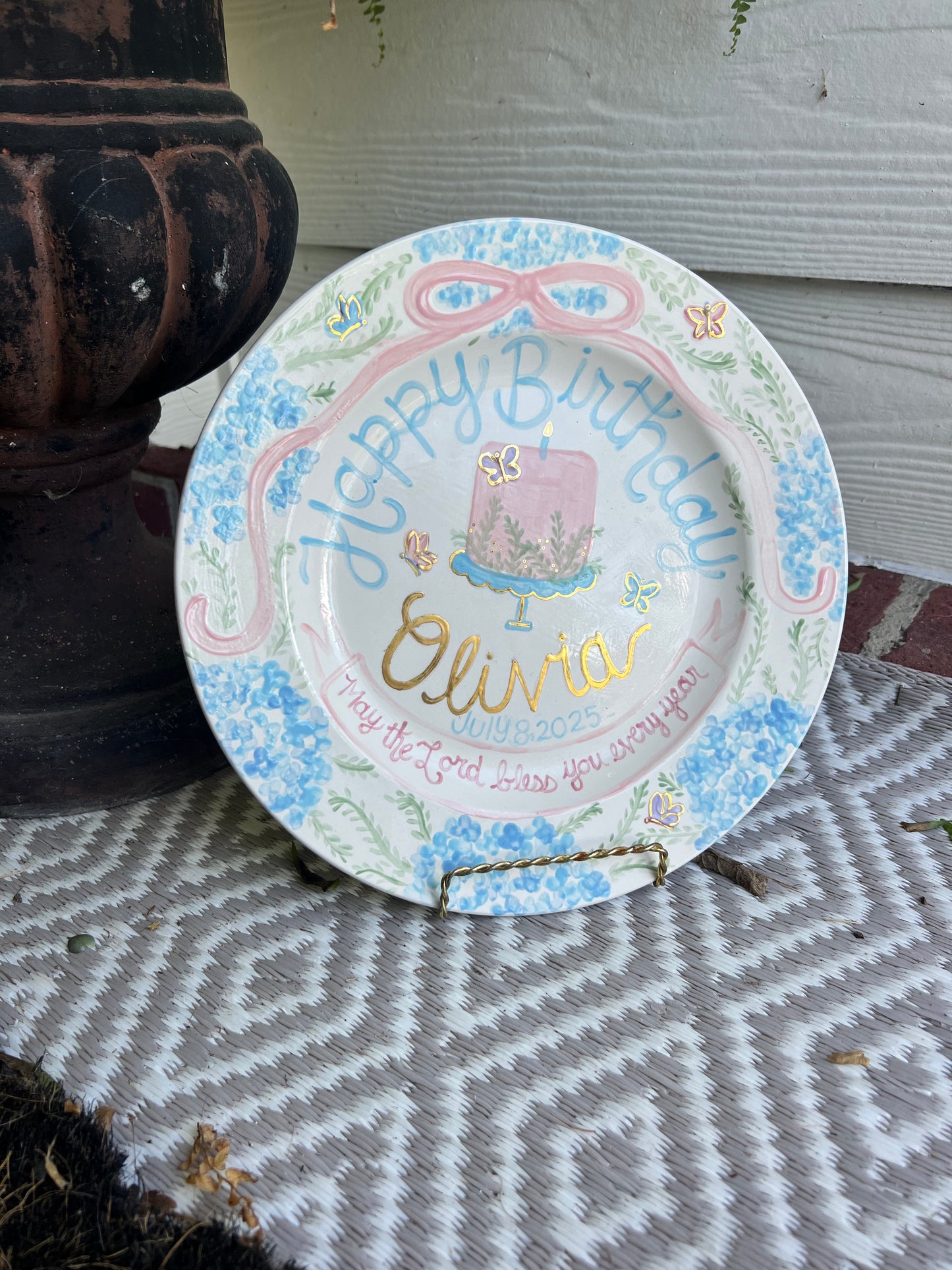 Butterfly Birthday Plate with Gold Detail