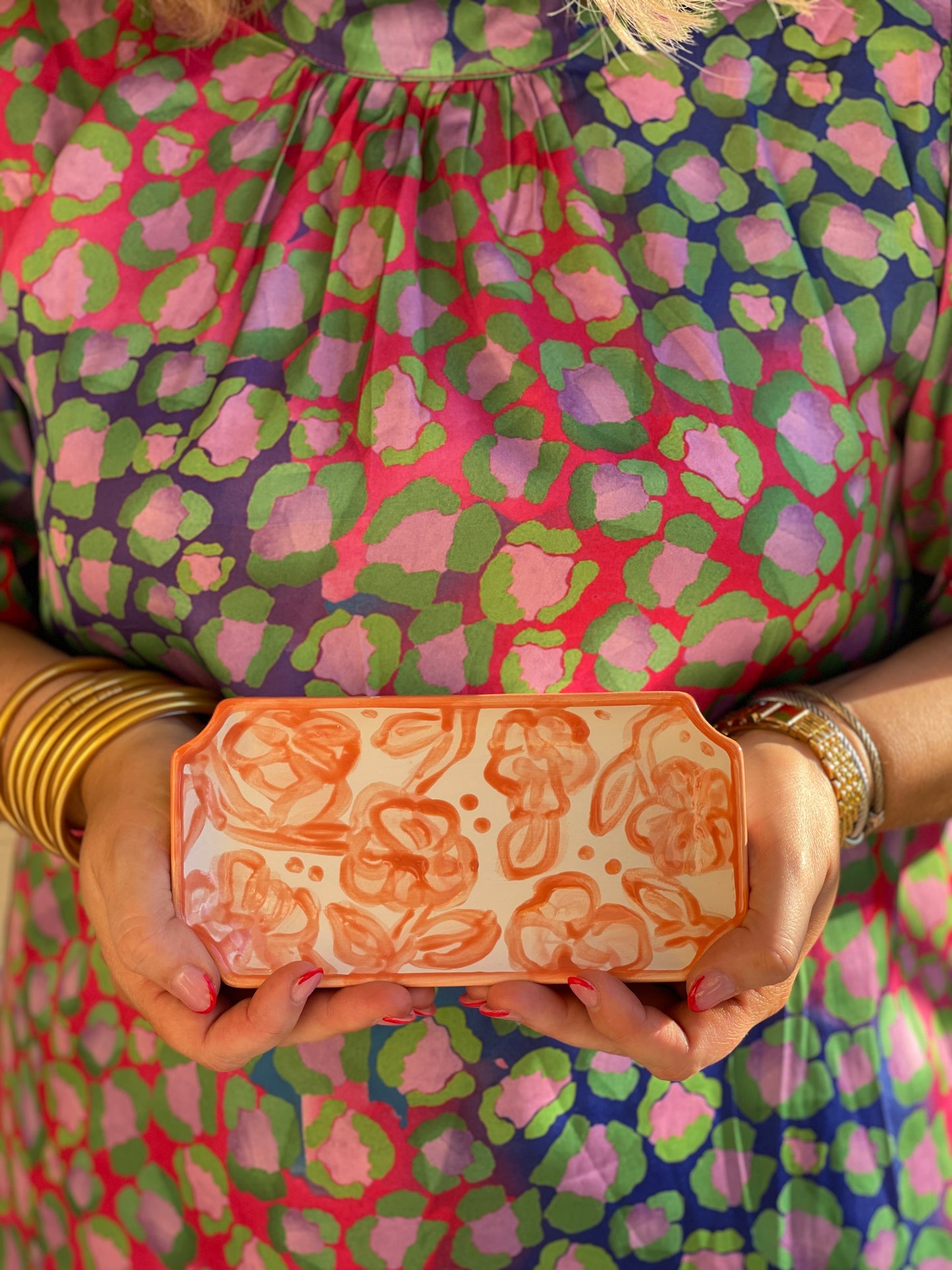 Hand Painted Floral Catch All Tray