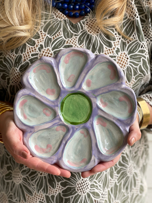Oyster Plate 10 - Lavender and pale gray - Artisan Pottery