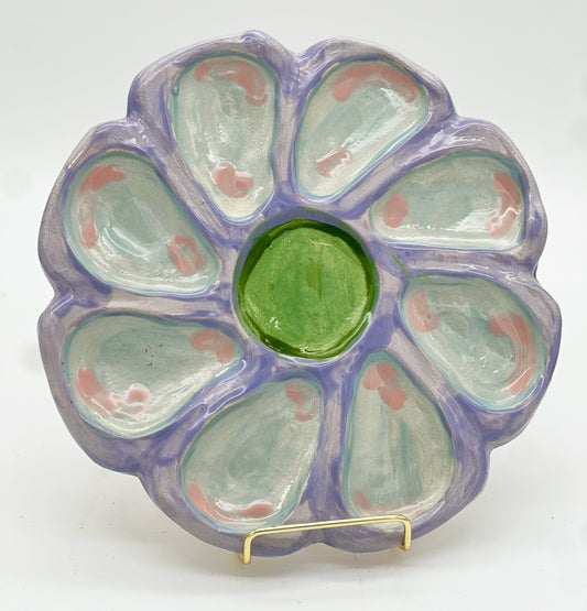 Oyster Plate 10 - Lavender and pale gray - Artisan Pottery