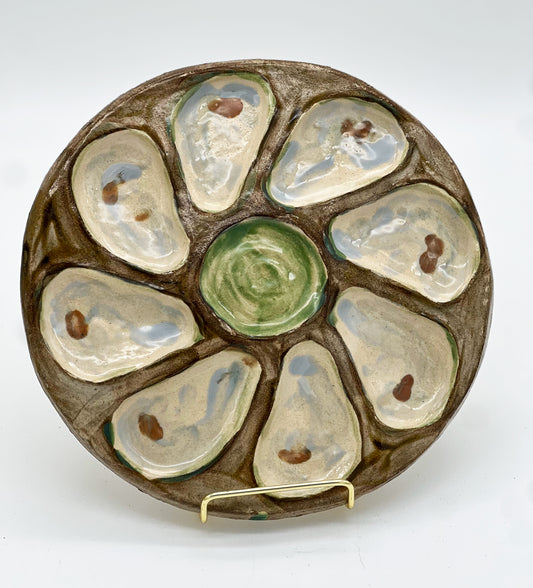 Oyster Plate 6 - Marsh Brown and Grey - Artisan Pottery