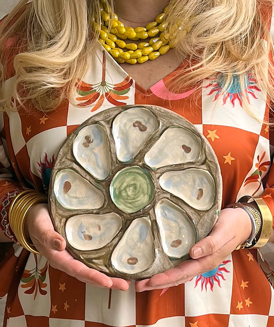 Oyster Plate 6 - Marsh Brown and Grey - Artisan Pottery