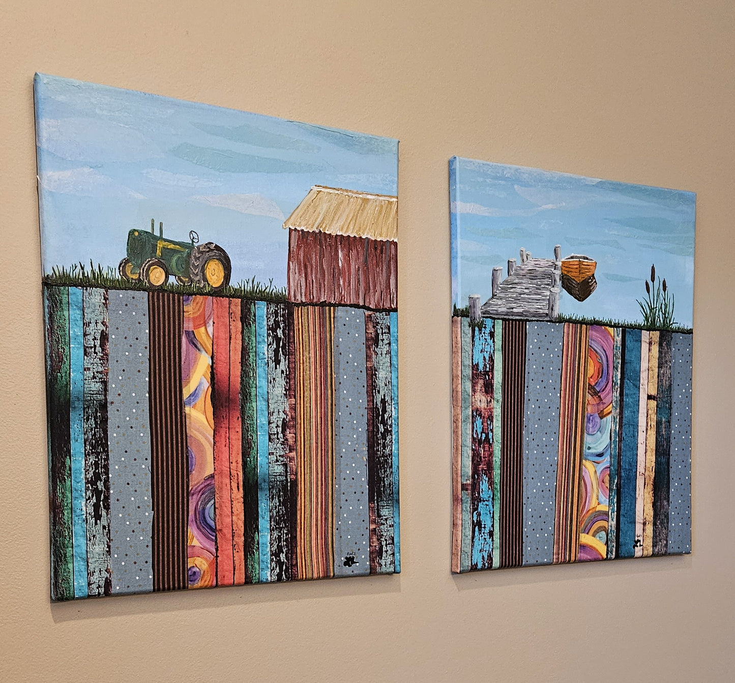 Roots Series - Mixed Media Canvas - Tractor by Red Shed