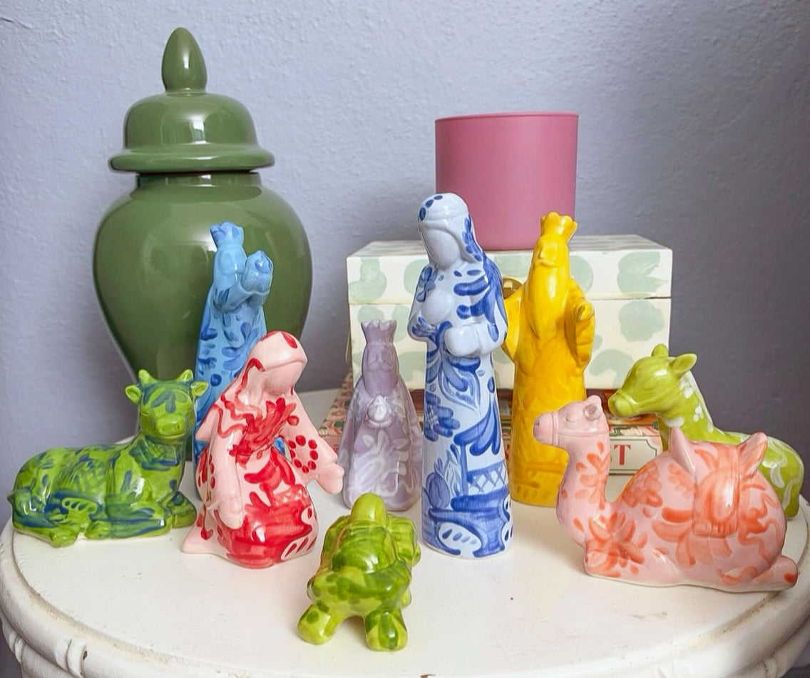 Hand Painted Ceramic Nativity Set