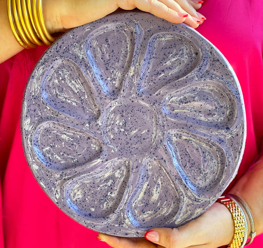 Hand Built Oyster Plate - Lavender Splash