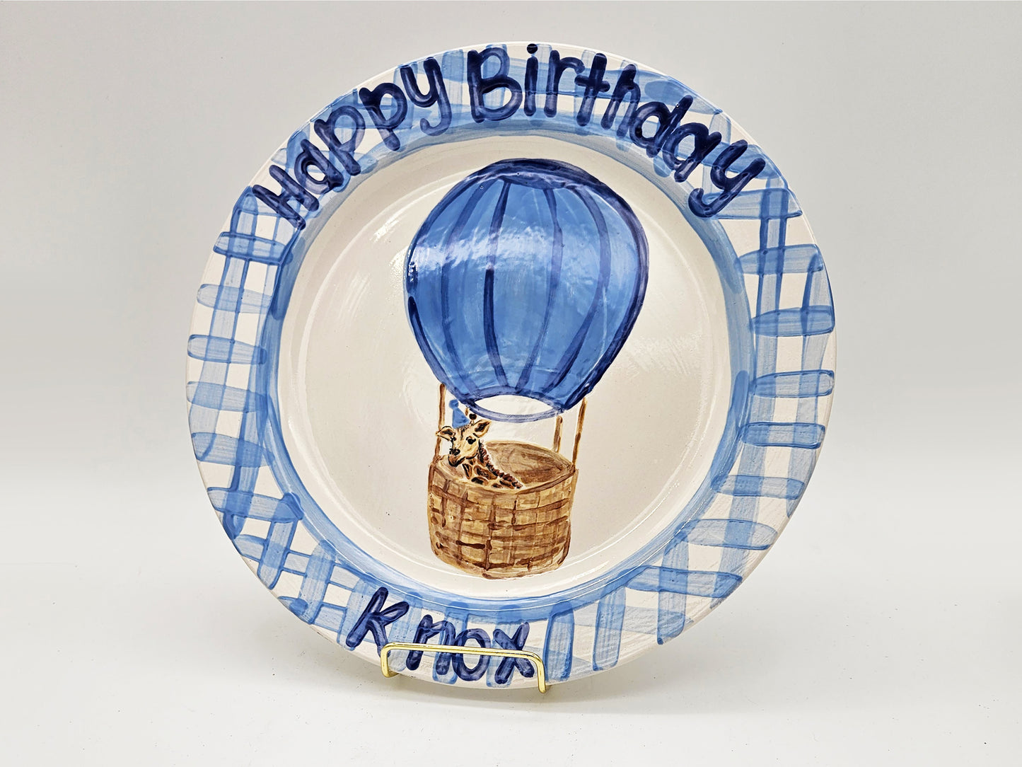Birthday Plate - Hot Air Balloon With Giraffe