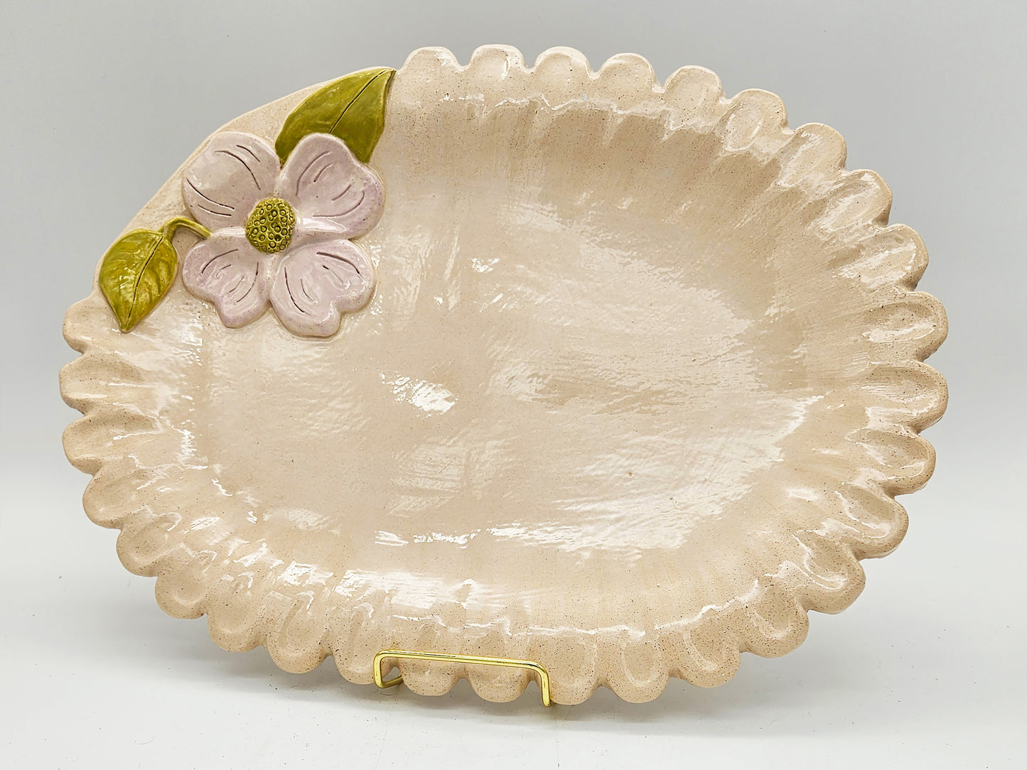 Dogwood Days Oval Platter 15" - Unique Hand built Artisan Pottery