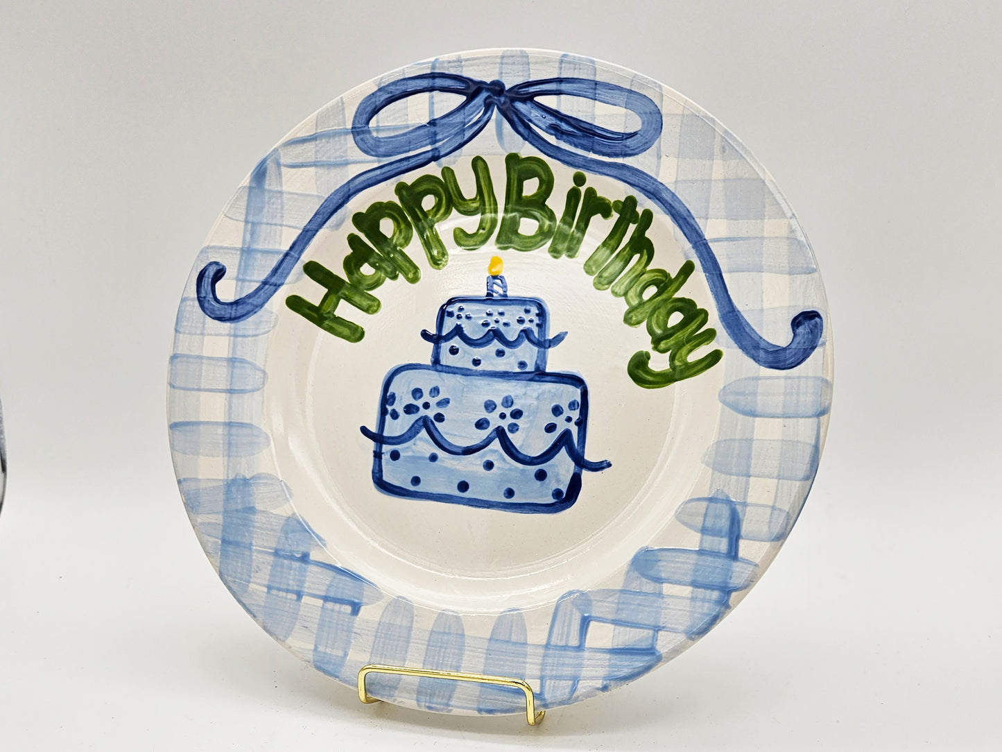 Birthday Plate - Blue and Green With Cake Design