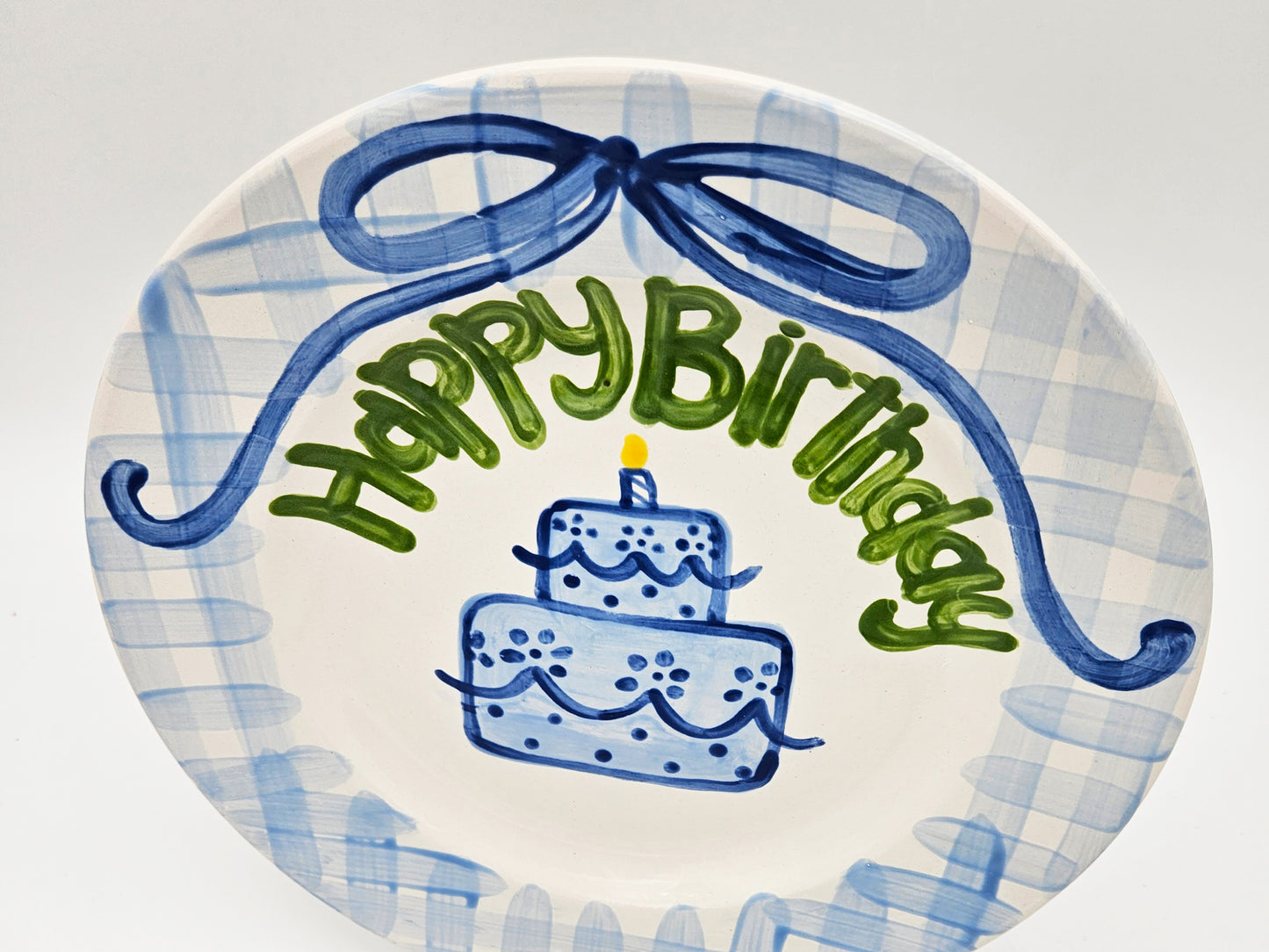 Birthday Plate - Blue and Green With Cake Design