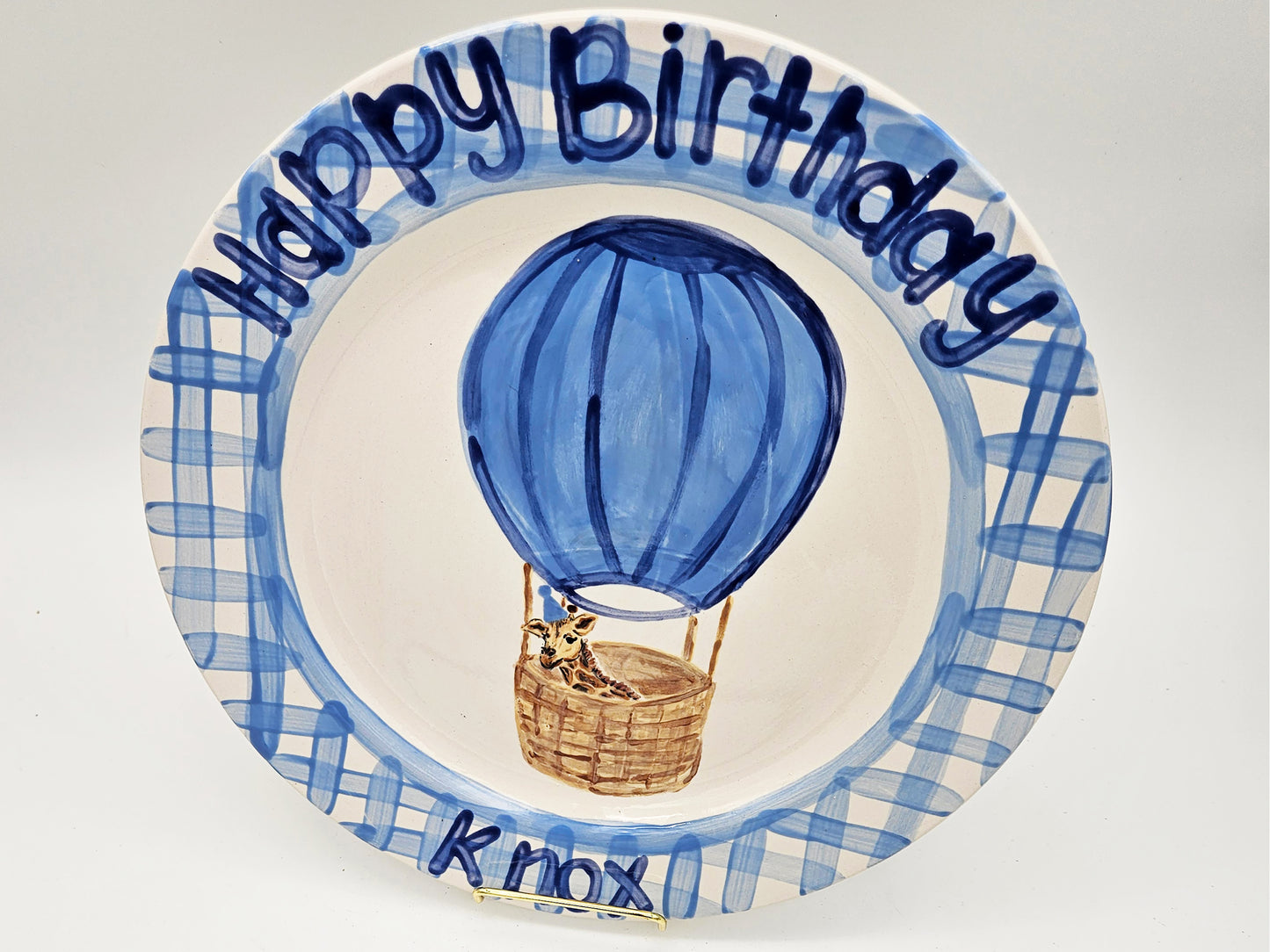 Birthday Plate - Hot Air Balloon With Giraffe