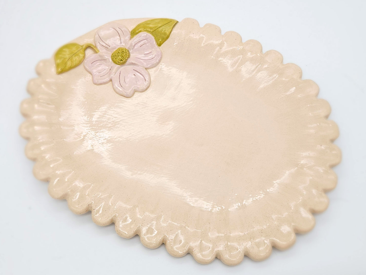 Dogwood Days Oval Platter 15" - Unique Hand built Artisan Pottery