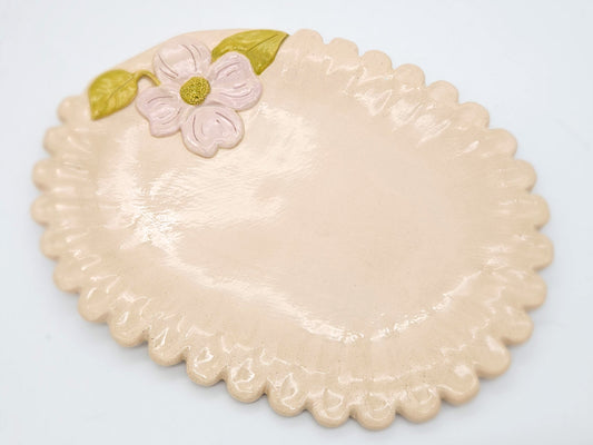 Dogwood Days Oval Platter 15" - Unique Hand built Artisan Pottery