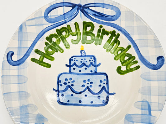 Birthday Plate - Blue and Green With Cake Design