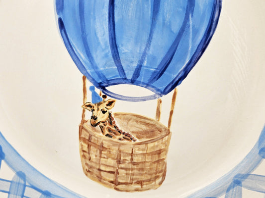 Birthday Plate - Hot Air Balloon With Giraffe