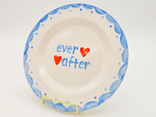 Sweetheart Plate - Ever After, Valentine, Hand Painted Plate, Anniversary Gift, Wedding Gift