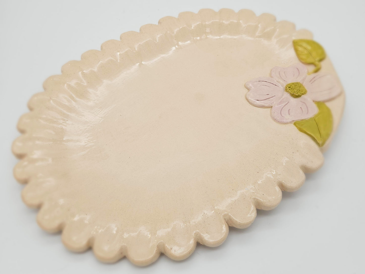 Dogwood Days Oval Platter 15" - Unique Hand built Artisan Pottery
