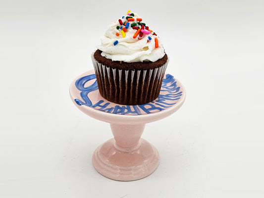 Birthday Cupcake Stand - Ribbon and Hat, Individual Cupcake Stand, Mini Cupcake Stand
