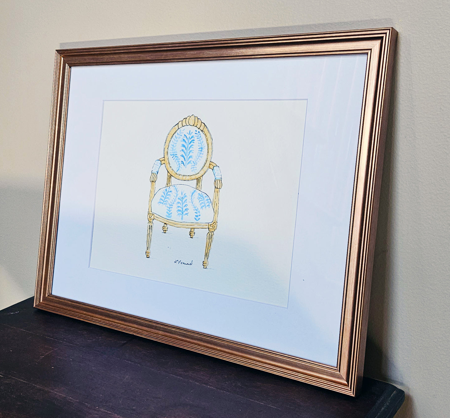 Sitting Pretty - Italian Scalamandre Chair - Watercolor Print by L. Leonard