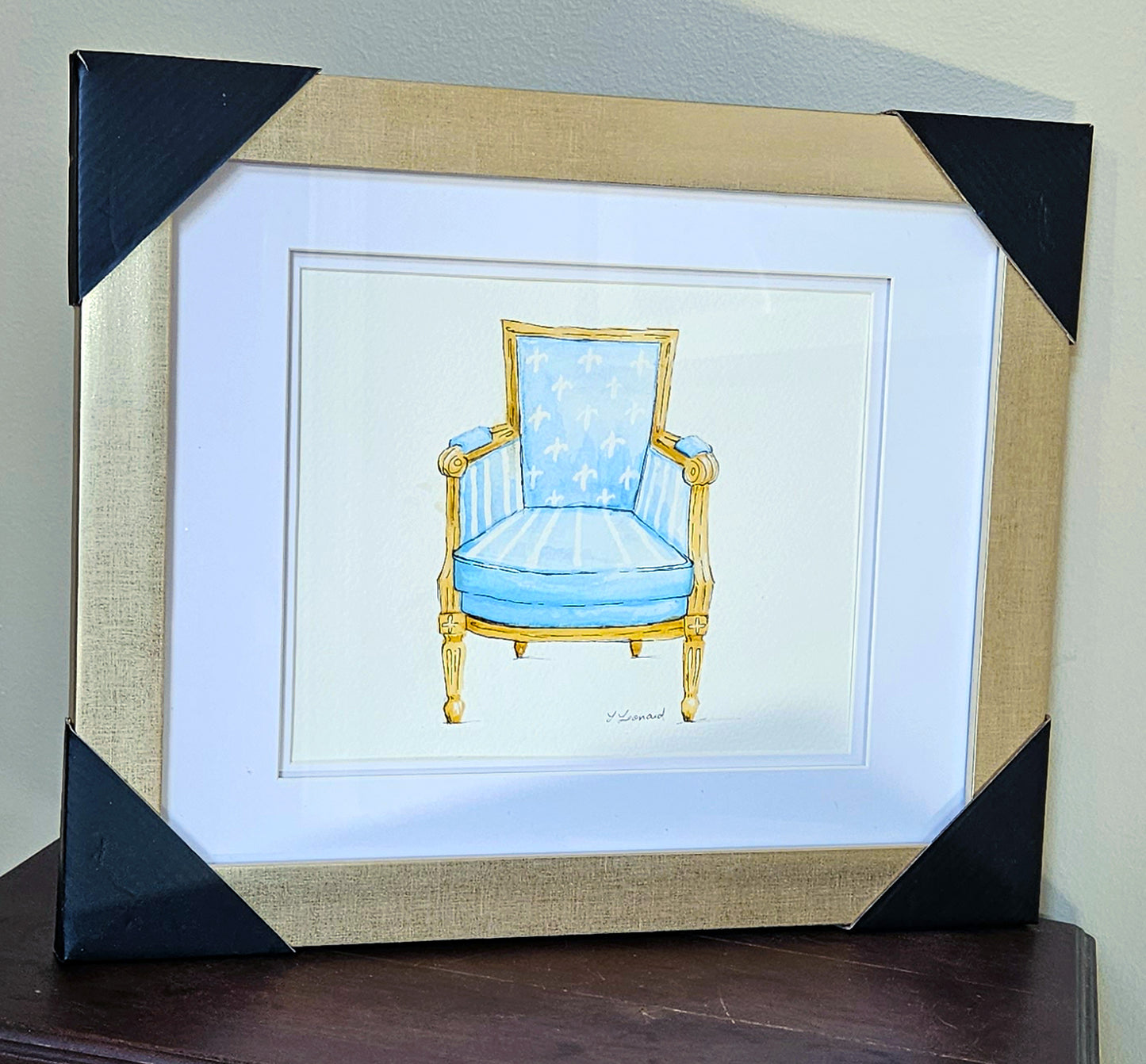 Sitting Pretty - French Bergere Chair - Watercolor Print by L. Leonard